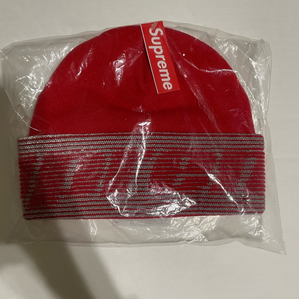 Supreme Red 3M Reflective Beanie FW24